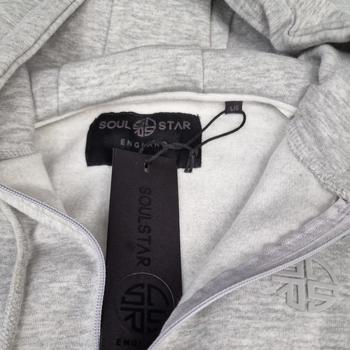 Soul Star Full Zip Hooded Top Fleece Sweatshirt Hoodie Grey Melange (L) - Image 5