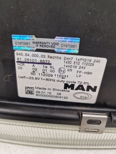 MAN TGX (2007-2013) RIGHT SIDE HEADLIGHT 81251016672 (196) - Image 13
