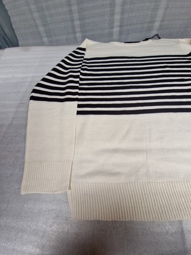 Soul Star Stripe Jumper Crew Neck Long Sleeve Casual Sweater Ecru (XL) - Image 2