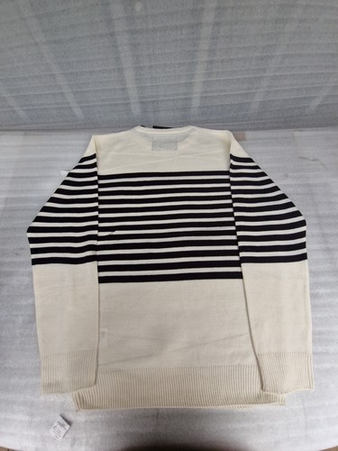 Soul Star Stripe Jumper Crew Neck Long Sleeve Casual Sweater Ecru (XL) - Image 7