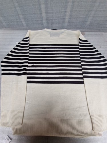 Soul Star Stripe Jumper Crew Neck Long Sleeve Casual Sweater Ecru (XL) - Image 8