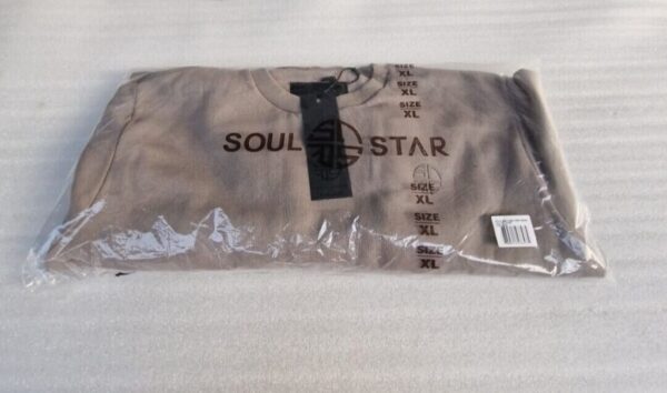 Soul Star  Mens Sweater Jumper  Crew Neck Taupe (XL) - Image 9