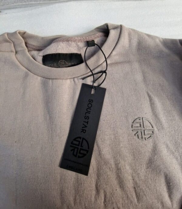Soul Star  Mens Sweater Jumper  Crew Neck Taupe (XXL) - Image 3