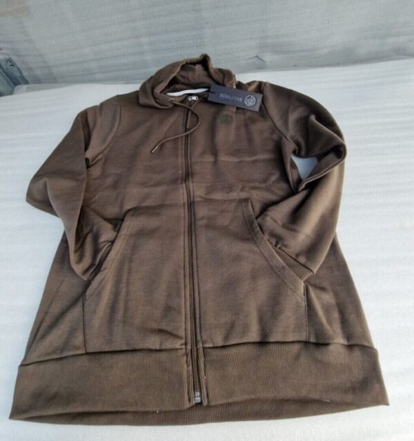 Soul Star Full Zip Hooded Top Fleece Sweatshirt Hoodie OLIVE (M) - Image 2
