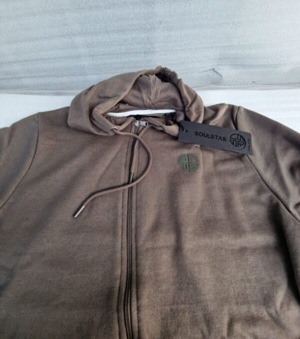Soul Star Full Zip Hooded Top Fleece Sweatshirt Hoodie OLIVE (M) - Image 5