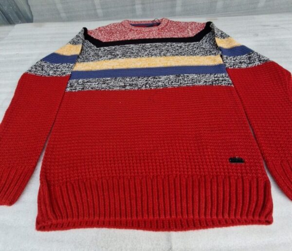 Soul Star Mens Jumpers Crew Neck Knit Winter Fashion Knitted Pullover Red (L) - Image 2