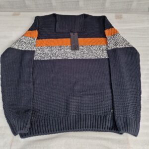 Soul Star Mens Winter Knitted Jumper Neck Pullover Navy (M)