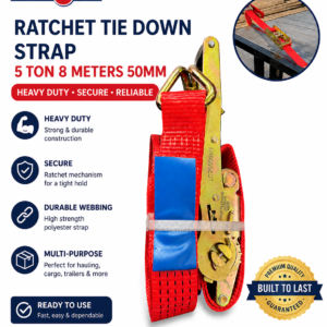 8 Meter X 50mm 5 ton Ratchet Tie Down Strap Lorry Heavy Duty Recovery Strap Red