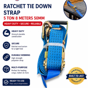 8 Meter X 50mm 5 ton Ratchet Tie Down Strap Lorry Heavy Duty Recovery Strap BLUE