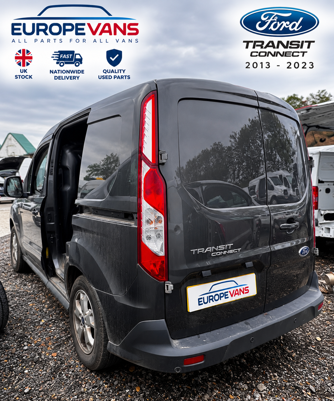 Ford Transit CONNECT 2013 2023 Rear Door Left Side N/S in Grey BREAKING