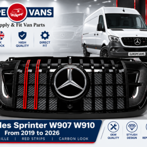 Mercedes Sprinter W907 W910 2019 2026 Front Grille Brabus Red Strips and Carbon