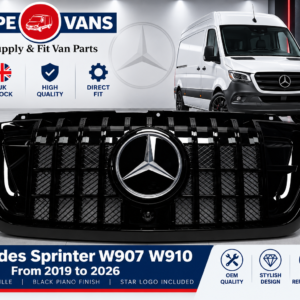 Mercedes Sprinter W907 W910 2019 2026 Front Grille Brabus Style Piano Black