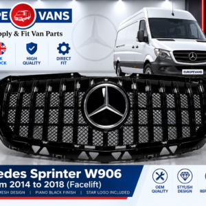 Mercedes Sprinter W906 2014 2018 Facelift Front Grille GT Style Black with Mesh