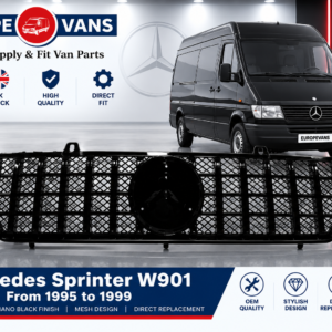 Mercedes Sprinter W901 1995 1999 GT Style Front Grille Piano Black Mesh