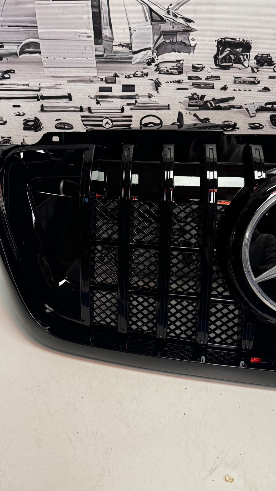 Mercedes Sprinter W907 W910 2019 2026 Front Grille Brabus Style Piano Black - imagine 4